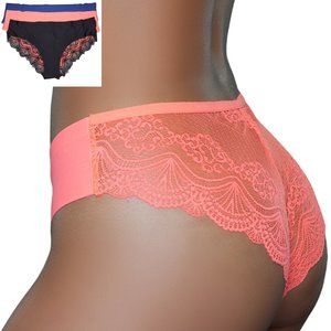 Brief Panty with Sheer Lace Back 3 Color Pack